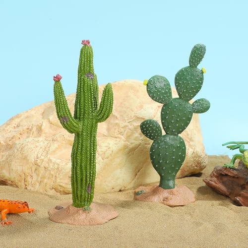 UKCOCO 2 Pack Simulated Cactus Adornments Lifelike Cactus Figurine Desktop Decor 5.70 in PVC Modeling Statue for Home Office Garden Terrarium