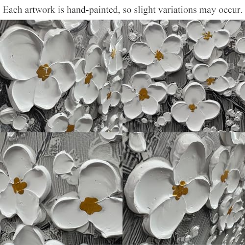 TYTAUPT Large White Flower Picture For Living Room,Floral Painting Wall Art For Dining Room Bedroom Hallway Decor 29 x 58 Inch - color: White Gary, size: 58"L x 29"W