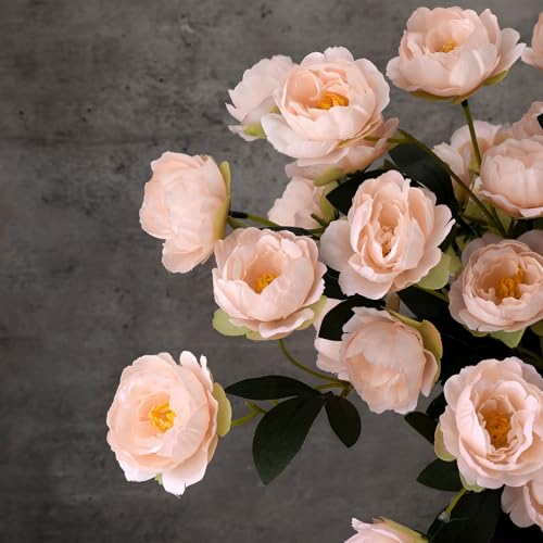 6 Pcs 32" Large Pink Artificial Peonies Stems Flowers, Real Look Faux Silk Peony Bouquet 42 Heads Total for Vase Filler, Farmhouse Rustic Neutral Home Decor, Wedding Centerpieces - color: Pink