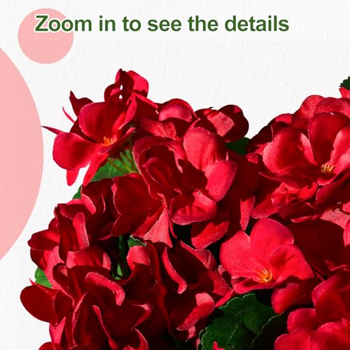 Artificial Crabapple Flowers for Outdoor 10 Pcs Artificial Chinese Flower Fake Flowers with Stems Silk Realistic Floral Arrangement for Front Door Porch Planter Patio Balcony (Red) - color: Red