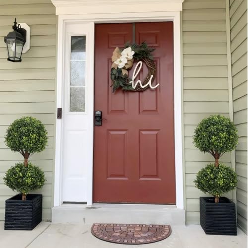 THE BLOOM TIMES 40" Artificial Boxwood Double Ball Topiary Trees, UV Resistant Large Tall Fake Potted Plants for Outdoor Planter, Realistic Faux Bushes Shrubs for Front Porch Outside Decor Set of 2 - color: Boxwood-dark Green, size: 40 inch
