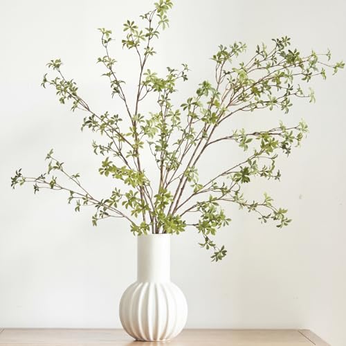 Zeyune 6 Pcs Artificial Greenery Stems 40 Inch Tall Faux Enkianthus Leaf Branches for Tall Vase, Decorative Green Branches for Modern Home Decor, Farmhouse Table Centerpiece, Wedding Arrangement - color: Green, size: Generic Style