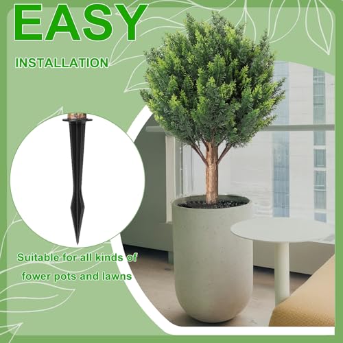 24''Artificial Cedar Topiary Ball Trees for Outdoor,2 Pack Greenery Cypress Tree Plants with Ground Spike,UV Resistant Faux Pine Bushes Shrubs for Garden,Porch,Front,Patio - color: Green Cedar