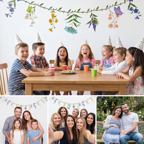 Flower Garland Banner Wildflower Party Decorations for Enchanted Garden Floral Woodland Theme Picnic for Woodland Tropical Theme Wedding Baby Shower Birthday Tea Supplies Girl Decorations