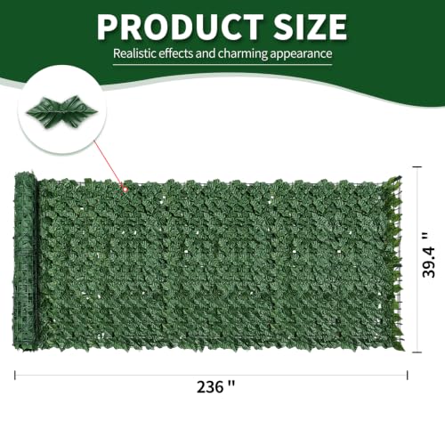 Artificial Ivy Privacy Fence Screen,39.4" x 236" UV-Anti Fake Leaves Plant Vine,Privacy Hedges Wall for Indoor Outdoor Garden Backyard Decor - color: Green Sweet Potato Leaves, size: 39.4"x236"