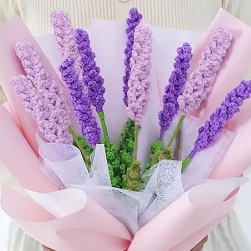 8 Pcs Crochet Flowers Bulk Lavender Crochet Flower Gifts Purple Handmade Crocheted Flowers Bouquet DIY Home Decor for Mother's Day Birthday Wedding Women Moms Wives Friends - color: Lavender-light Purple