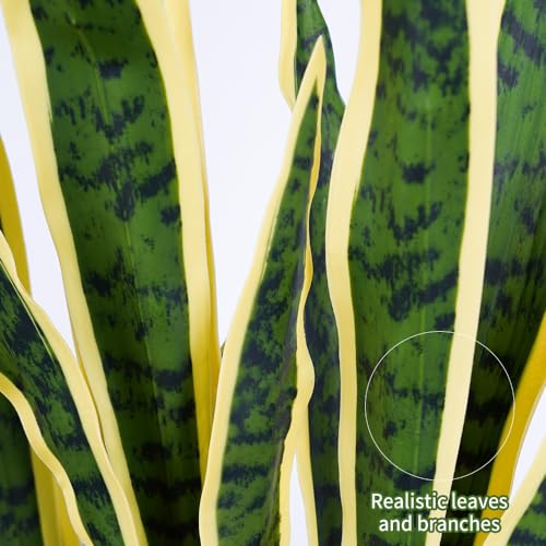 Melorca&Guilla Artificial Plants 6PCS 30“Tall Faux Snake Plant,Fake Snake Plants Artificial Snake Plants Agave Sansevieria Greenery for Garden Shop Office Home Décor - color: Yellow Snake Plants
