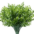 10PCS Artificial Eucalyptus Plants,Fake Boxwood Shrubs UV Resistant No Fade Faux Plastic Greenery for Wedding Bridal Bouquet Indoor Outdoor Home Garden Kitchen Office Table Vase(Green) - color: Green