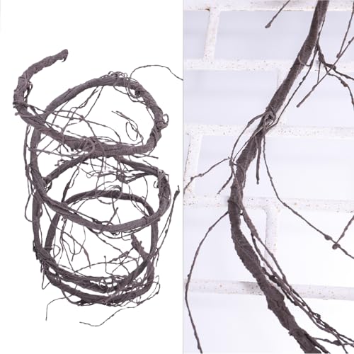 300cm/118inch Flexible Brown Medium Artificial Tree Branches Fake Tree Trunk Garland Rattan Wreath Cherry Blossom Grape Vines Floral for Wall Hanging Front Door Reptile Habitat Decoration - color: Brown, size: Medium