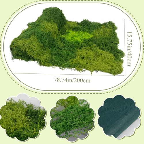 FAICOIA Artificial Moss Mat for Decorating Mossy Table Runner Blanket Fake Moss Rug for Plants Indoor 16" x 79" Green Faux Grass Mat for Planters Crafts DIY Centerpieces Fairy Garden Wedding 40x200cm - color: Green, 16 x 79 Inch/40x200cm