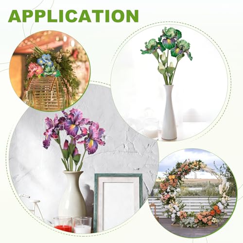 M METERXITY 1-Pack Green Artificial Iris Flowers with Flower Bud,17.7 Inch Faux Iris PU Bouquets Real Touch Faux Flowers for Home/Wedding/Christmas/Party - color: Green