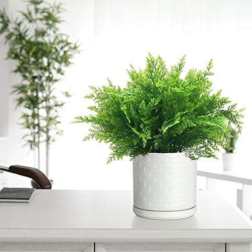 Artificial Ferns Plants, Fake Fern Greenery Plastic Plant Faux Shrub for Indoor Outdoor Home Garden UV Resistant Green Leaves Decor Garland Boston Grass Party Wedding Christmas Decorations 4 Pack - color: Fern Grass/ 4 Pack