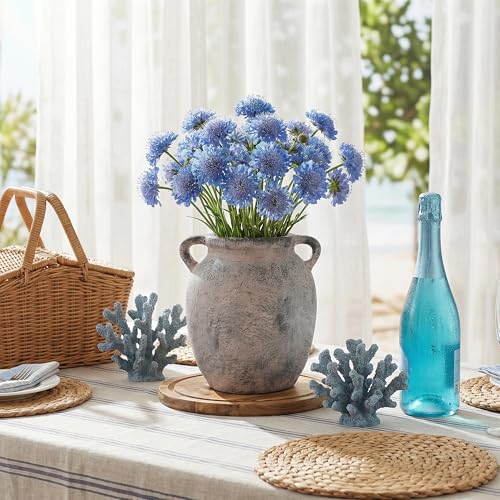 7.28" Double Handle Terracotta Ceramic Vase, Farmhouse Table Decor Housewarming Gift - size: 7.27In
