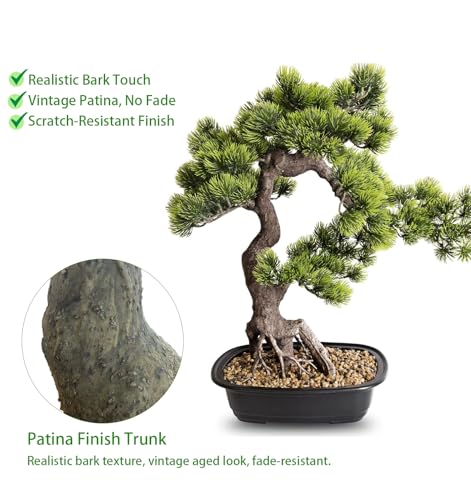 Artificial Bonsai Plant, Large Faux Juniper Plants 20 inch, Faux Potted Pine Plants Indoor Decor for Office Desk Home Table, Greenery Desktop Bonsai Tree for Room Decorations, Tall 20" - style: B-Bonsai (20 Inch)