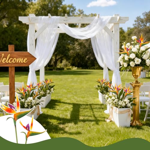 RAINFLOW Bird of Paradise Artificial Plant - 2PCS 24" UV Resistant Artificial Outdoor Plants Birds of Paradise Plant Artificial Giant Flowers for Decoration Hawaiian Party Hawaiian Flowers(Yellow) - color: Yellow