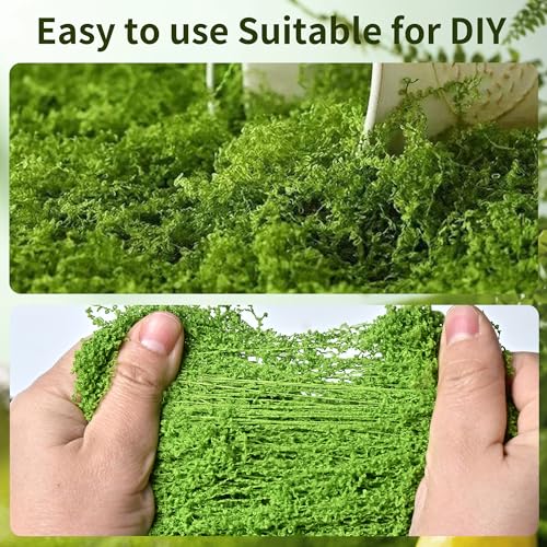 Fake Moss for Plants Indoor, 3.5OZ Dual-Color Artificial Moss for Crafts, Realistic Faux Moss for Terrariums, Fairy Gardens, Potted Plants, DIY Home Decor, Glass Jars, Light & Dark Green（100g） - size: 100