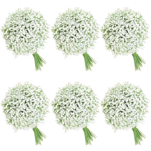 120 Pcs Babys Breath Artificial Flowers, White Babys Breath Flowers Artificial Bulk Real Touch Flowers for Wedding Party Home Garden Decoration