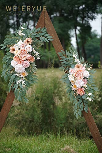 Artificial Wedding Arch Flowers Kit(Pack of 2) for Wedding Arch, Bridal Shower, Ceremony and Reception Backdrop Decoration (Coral Pink) - color: Coral Pink