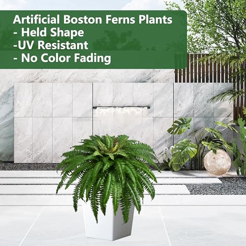 48In Artificial Boston Ferns Bush, Set of 2 Large Faux Ferns Plants, 67 Branches Fake Ferns for Home Living Room Decor, Indoor and Outdoor - size: 2 PCS-48"