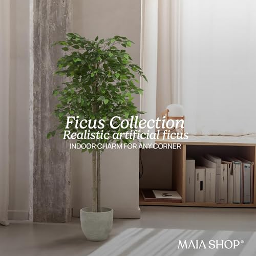 Maia Shop Artificial Tree Plant for House, Apartment or Office – Realistic Fake Indoor Plants for Living Room, Kitchen, Bedroom, Entryway, 5ft, Ficus - color: Ficus, size: 5ft
