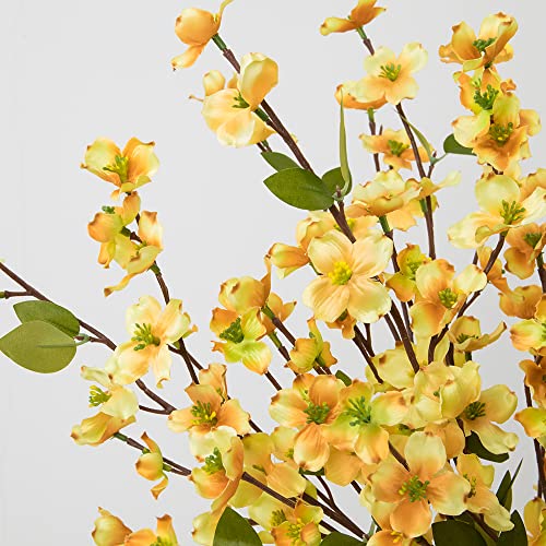 Artificial Flowers Blossom Stems Dogwood Silk Flowers Fake Cornus Bush for Home Decoration Table Centerpieces, 8 PCS (Champagne) - color: Champagne