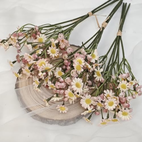Small Daisy Flowers Artificial Wildflowers Chamomile Pink 18 Pcs | Mini Daisies Flowers Silk Spring Summer Chamomiles for DIY Floral Arrangements Wedding Table Centerpieces Party Home Decor - color: Pink