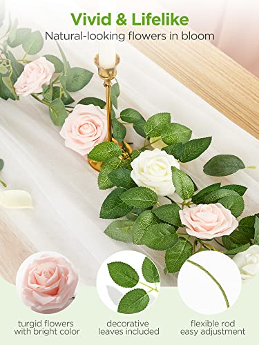 InnoGear Artificial Flowers, 50 Pcs Blush Foam Fake Roses Bulk with Stems for Decoration DIY Wedding Bouquets Centerpieces Bridal Shower Party Christmas Tree - color: Blush
