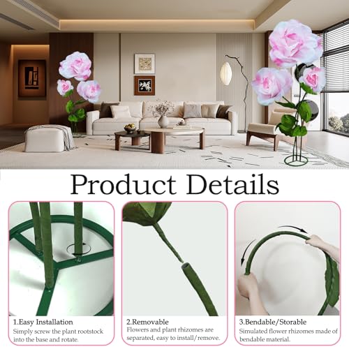Giant Artificial Flower 3PCS 3D Realistic Waterproof Fake Flowers Durable Easy Maintenance Perfect for Home Garden Weddings Events Christmas Graduation Party Decorations (3PCS-Roses-Pink) - color: 3pcs-roses-pink