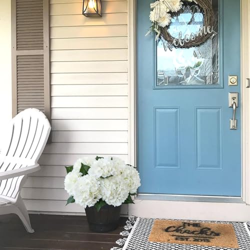 JINWOE White Hydrangea Artificial Flowers,4PCS 21" Large Silk Outdoor Artificial Hydrangeas Faux Flower, Lifelike Fake Flower with Stems Bouquets Arrangement for Home Table Centerpieces Wedding Porch - color: White
