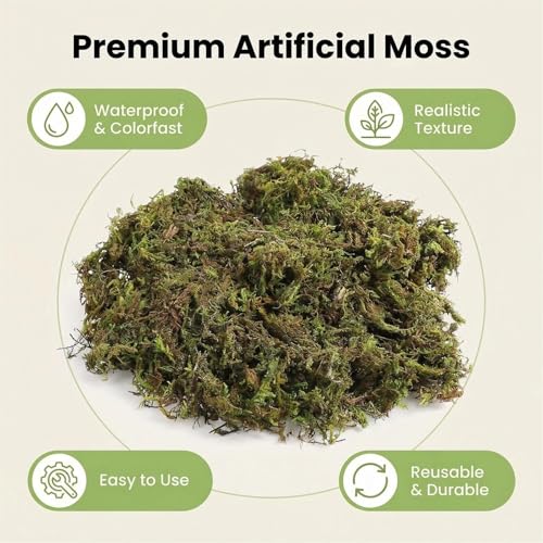 Artificial Moss, Fake Green Moss for Fairy Garden, Crafts, DIY Terrariums, Floral Arrangements, Waterproof Colorfast Moss Decor for Indoor Plants, Reusable (Greenish Brown 3.52 Oz) - color: Greenish Brown 3.52 Oz