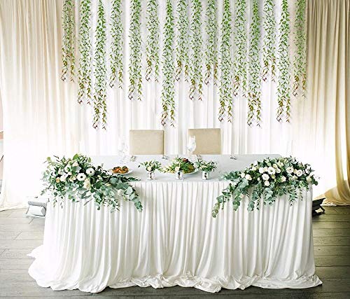 Artificial Hanging Vine, 10 Pcs Weeping Willow Plastic Plants Greenery Leaves Faux Ivy Garland Fake Plant UV Resistant for Indoor Outdoor Garden Door Wall Baskets Wedding Party Table Decoration Green - color: Hanging Willow-green-10 Pcs