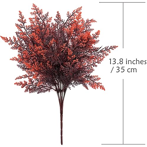 CATTREE Artificial Fern Plants, Fake Ferns Bushes Plastic Shrubs Boston Leaves Bundle Faux Foliage for Outdoor Indoor Decor Garden Kitchen Office Wedding Party Christmas DIY Decoration - Red 4 Pack - color: Red Fern Leaves Shrubs - 4 Pack