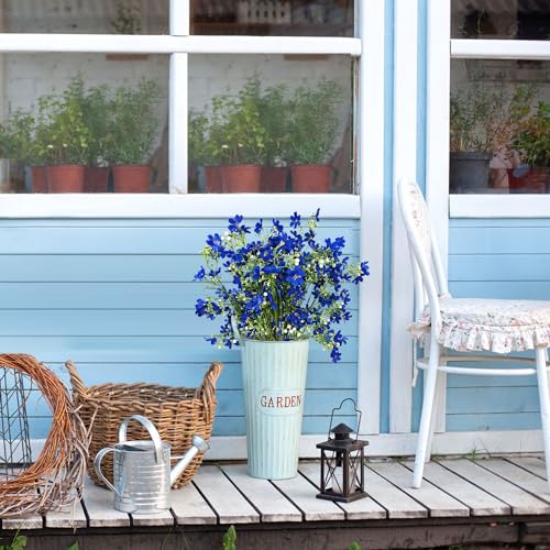 10 PCS Silk Flowers with Long Stems Artificial Flower for Tall Vase Outdoors Fake Babys Breath Bouquet Faux Floral Wedding Party Decoration Home Indoor Table Centerpiece Decor (Blue) - color: Blue