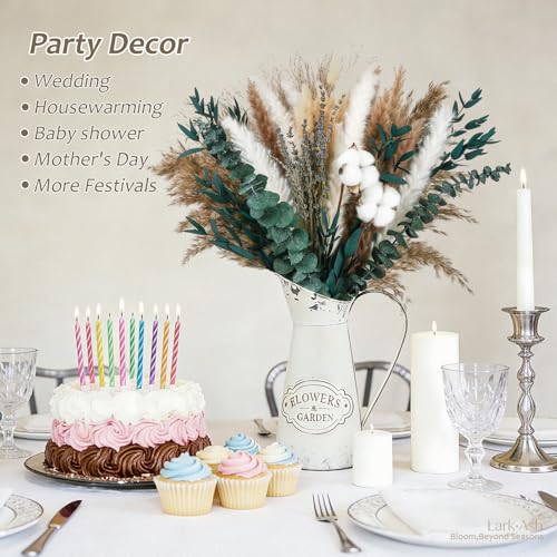 Natural Dried Flower Bouquet – Pampas Grass, Cotton Stems, Bunny Tails Grass, Eucalyptus and Lavender for Western Boho Decor – Rustic Flowers for Your Bohemian Home, Bedroom, and Wedding Table Décor - size: Natural