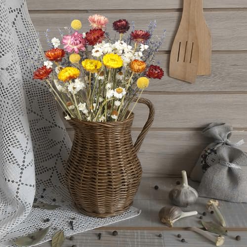 Dried Daisy Flowers Bouquet Natural Lavender Bundles Dried Gerber Daisies Craspedia Flowers Dried Daisies Multicolor Floral Arrangements for Wedding Party Table Centerpiece Decor Farmhouse DIY - color: Multi Color