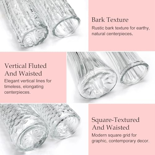 24 Pack Mini Glass Bud Vases, Small Clear Flower Vases Bulk for Wedding Centerpieces, Rustic Modern Table Decor Vases for Home, Hotel, Restaurant, Birthday Party, Beautiful Gift Set