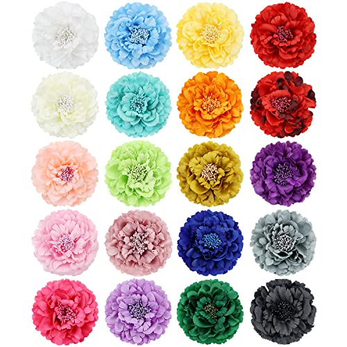 Lawie 20 Pack Colorful Artificial Fake Peony Flower Hair Clips Alligator Hair Barrette Floral Hair Pins for Clothes Wedding Party Silk Large Flower Cloth Peonies Headpieces Hair Accessories for Women
