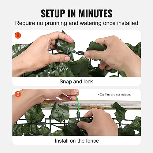 VEVOR Artificial Ivy Privacy Fence Screen, 96 x 72 in Faux Ivy Vine Leaf Hedges Fence, Greenery Privacy Fence with Strengthened Joint, Green Wall Decoration for Outdoor Garden, Yard, Balcony - color: Ivy, size: 96 x 72 inch