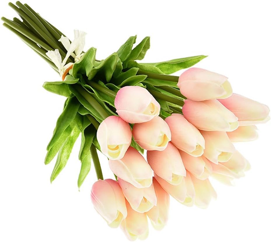 30 pcs Real-Touch Artificial Tulip Flowers Home Wedding Party Decor (Champagne) - color: Champagne