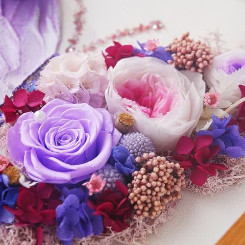 ADDWel Preserved Real Rose Butterfly Shadow Box - 12x12 3D Handmade Eternal Flower Wall Art, Unique Birthday Anniversary Purple Gifts for Women, Mom, Wife, Grandma - color: Preserved Roses - Butterfly Roses
