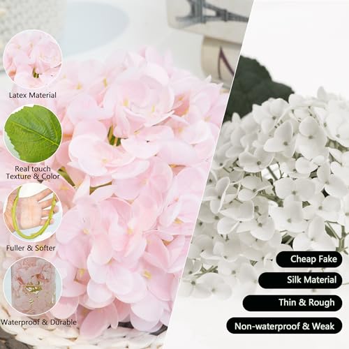 Jahe 4 Pcs Hydrangea Artificial Flowers, 20'' Tall Large Bloom Faux Hydrangea Flowers,Real Touch Fake Flowers, Bouquet Home Wedding Party Decor, DIY Floral Arrangement,Light Pink - color: Light Pink