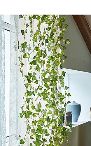Contatto 41 Feet Solar String Lights with Waterproof LED Outdoor Decor, Artificial Ivy Vines, Patio, Balcony, Garden, Party - size: 41FT Solar Powered
