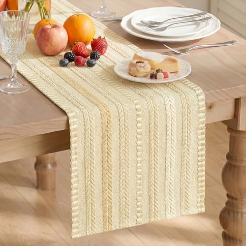 Artoid Mode Burlap Brown Farmhouse Woven Table Runner, Seasonal Holiday Rustic Kitchen Dining Table Decoration for Home Party Decor 12x72 Inch - color: Burlap Brown, size: 12" x 72", Table Runner