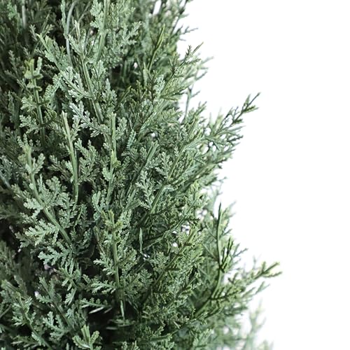 3FT Artificial Cedar Topiary Trees with Ground Spike, Outdoors Fake Cypress Shrubs Trees Set of 2 Faux Boxwood Topiaries Bushes Evergreen Plants for Home Front Porch Decor (36 Inch) - size: 35 inch
