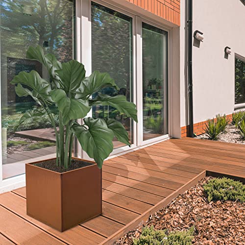 Corten Steel Planter Box Metal Square Planters 26 Inch Steel Large Outdoor Planter Tall Plant for Commercial Residential Patio and Backyard - color: Rust, size: 26" L x 26" W x 26" H