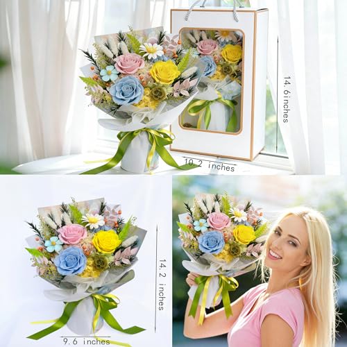Forever Flower Gifts for Her: Romantic Flowers for Graduation-Daughter Girlfriend Wife Mom Grandma-Preserved Rose Bouquets-Flowers for Delivery Prime on Birthday Anniversary Valentines (dopamine2) - color: Dopamine2