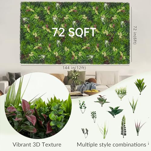 Artificial Ivy Boxwood Roll: 6FTx12FT UV Resistant Green Leaves Faux for Interior Backdrop,Garden and Indoor Outdoor Wall&Fence Covering Privacy, Party Wall Greenery Decor - size: 6FT x 12FT