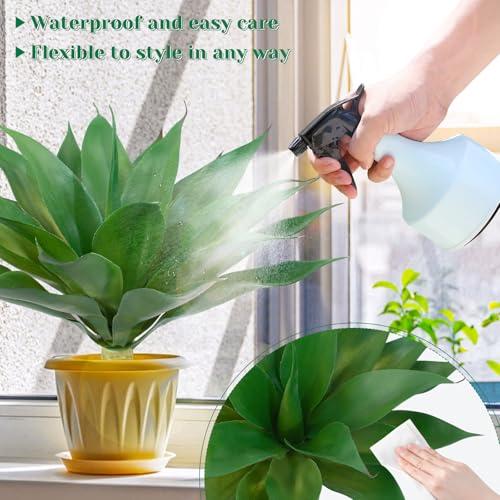 2 Pack Fake Agave Plants 18 Inch Large Artificial Succulents Realistic UV Resistant Faux Aesthetic Plants for Outdoor Decoration Tropical Plant Home Garden Front Porch Decor - 21Leaves, Dark Green - color: Green, size: 18"- 2pcs