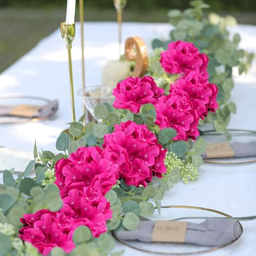 AVIVIHO 60 PCS Hot Pink Hydrangea Artificial Flowers Bulk (Not Squished) Realistic Fake Flowers Hydrangea Silk Flowers with Stems for Wedding Party Home Decor Table Centerpieces Florals Decoration - color: Hot Pink, size: 60PCS