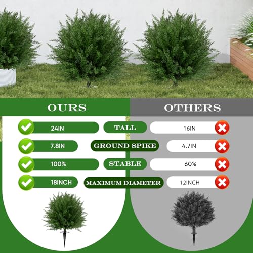 FAJUNZH Artificial Topiary Bushes for Outdoors with Spike, Boxwood Ball Fake Shrubs UV Resistant Faux Plants for Indoor Outdoor Fall Thanksgiving Halloween Decor (Upgraded Artificial Topiary) - color: Upgraded Artificial Topiary